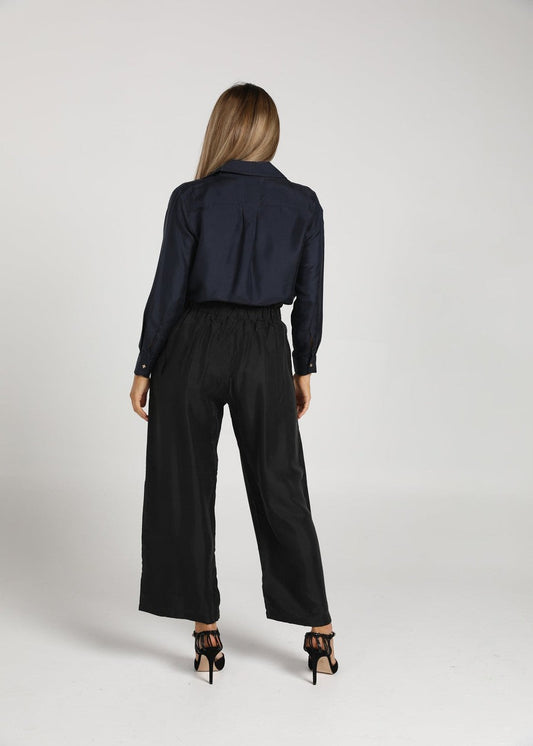 The Silk Long-sleeve Shirt - Ink