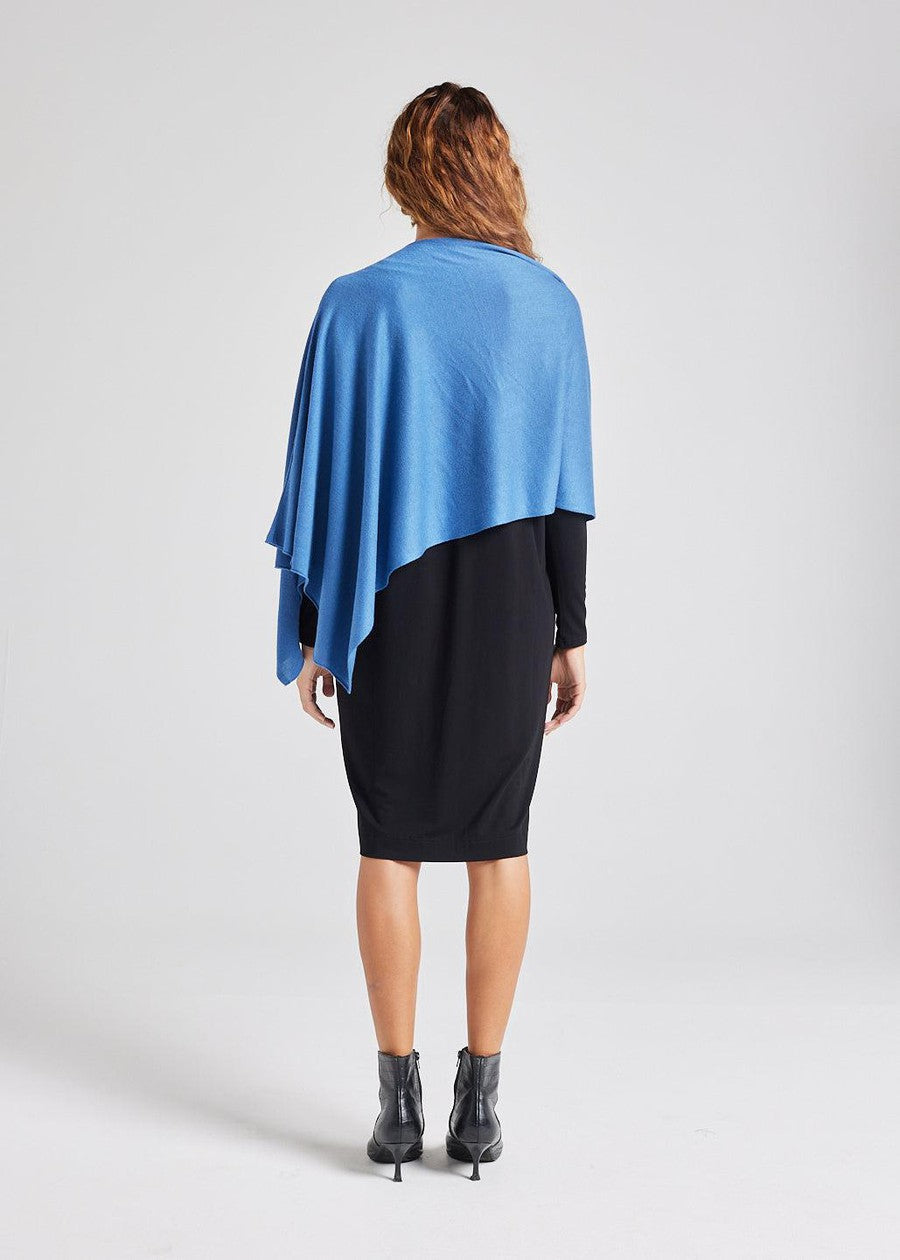 Carrie Cashmere/Bamboo Poncho - Ocean Blue