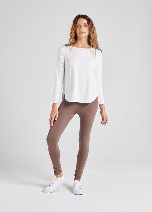 Lou Lou Australia Adele Long Sleeve Bamboo Top in Cream.