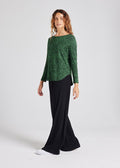 Adele Long Sleeve Bamboo Top - Green Leopard
