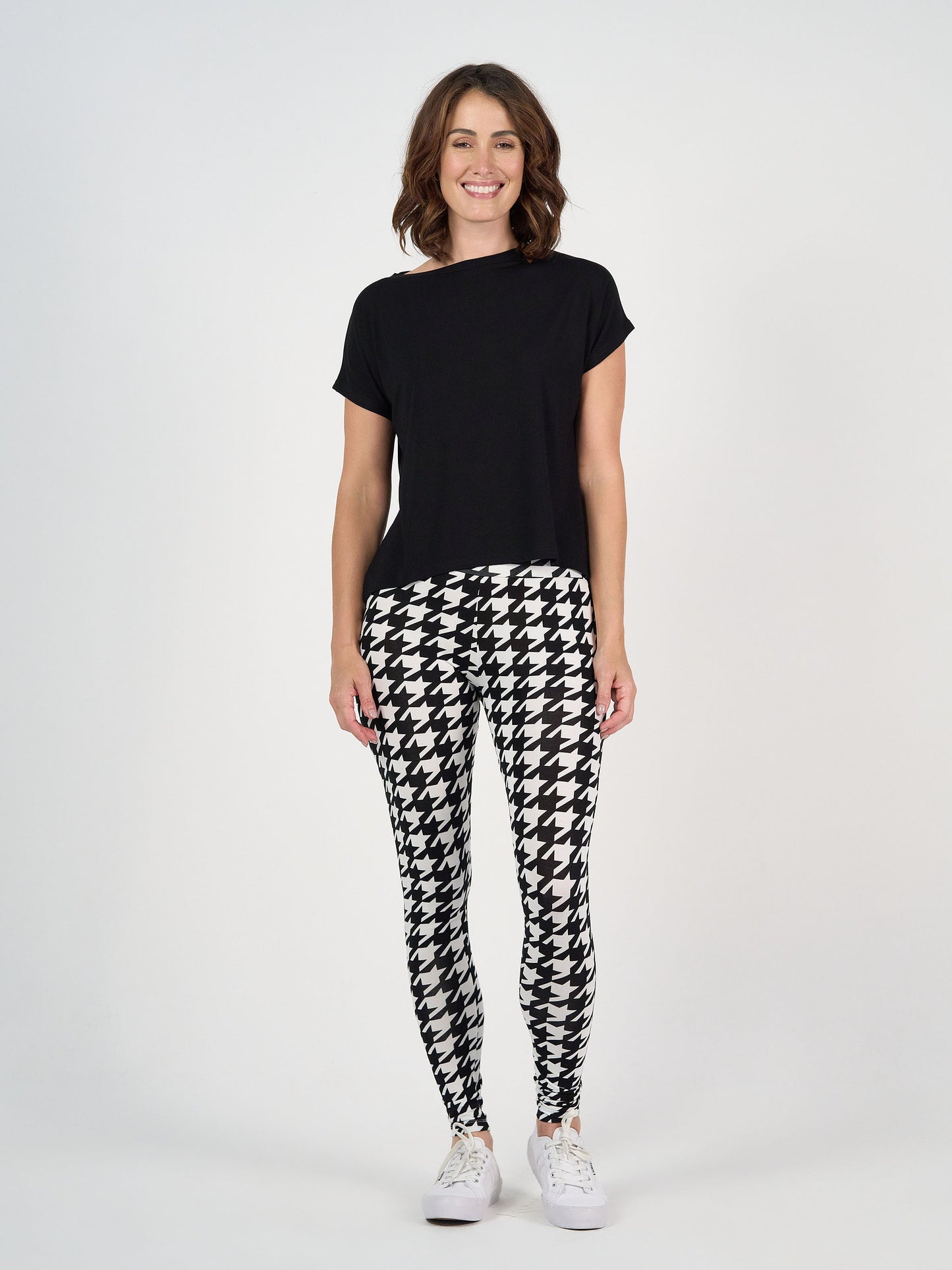 Luxe Bamboo Full-Length Legging - Houndstooth