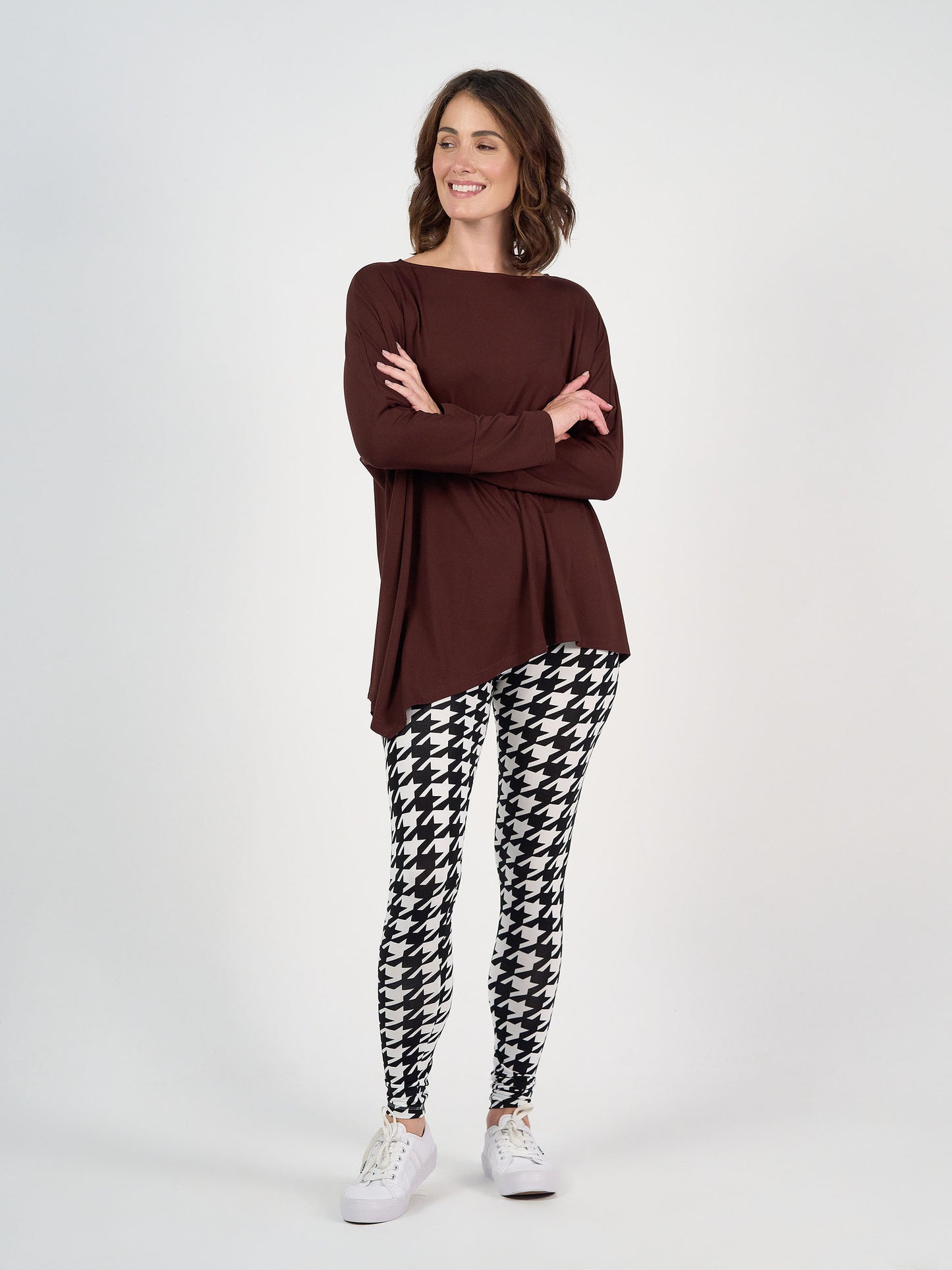 Luxe Bamboo Full-Length Legging - Houndstooth