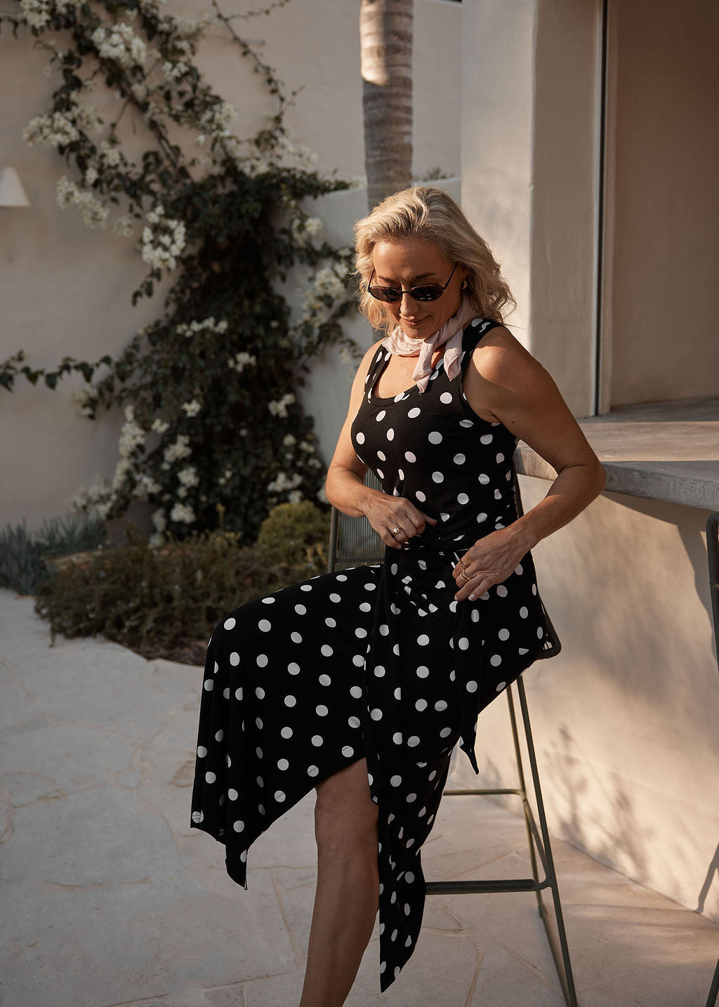 Macy Belted Bamboo Maxi Dress - Polka Dot