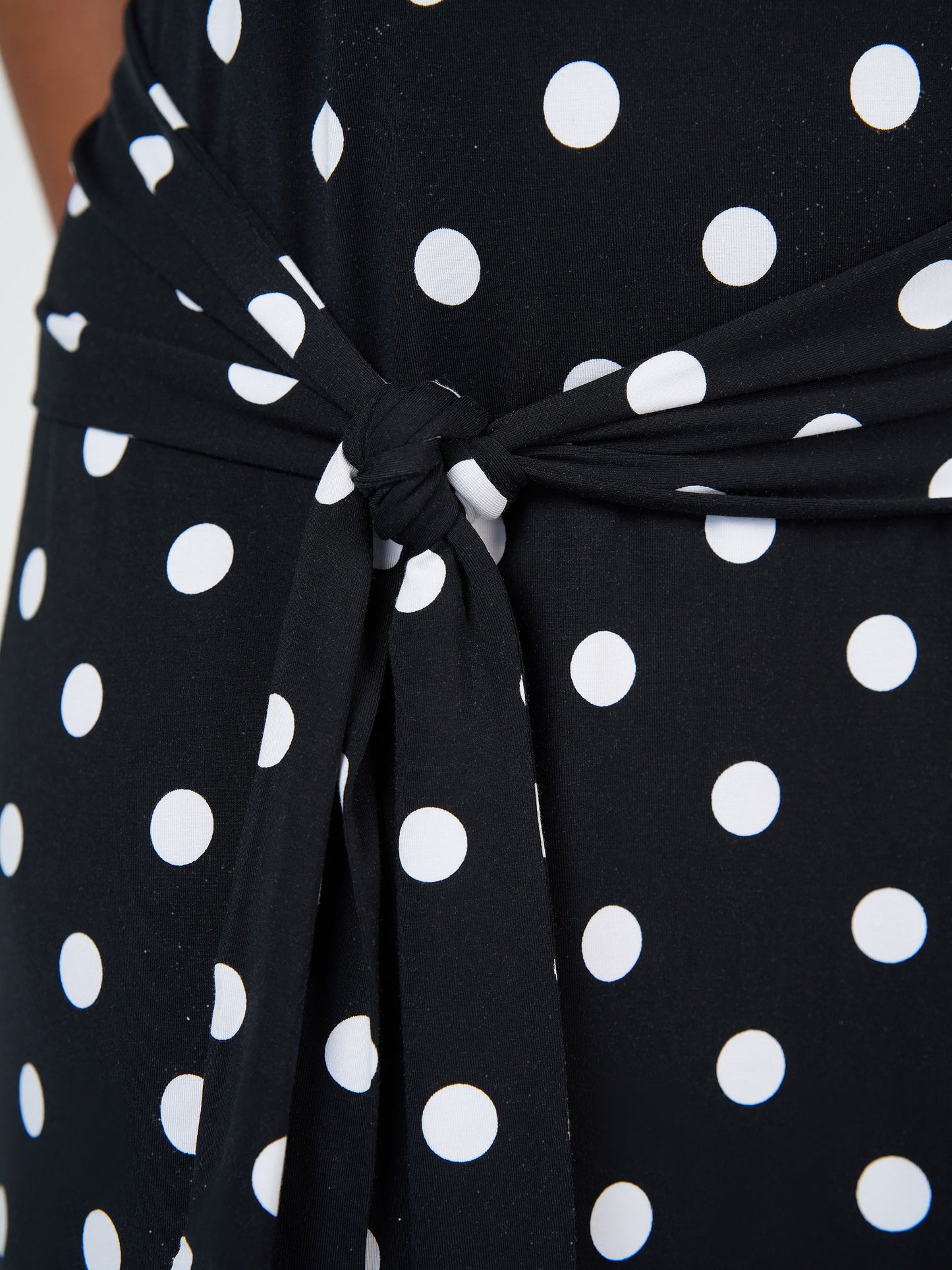 Lou Lou Australia Bamboo Maxi Dress with waist belt Black and white polka dot 
