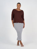 Maxi Whitney Bamboo Tube Skirt - Navy & White Stripe