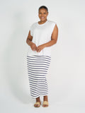 Maxi Bamboo Whitney Tube Skirt - Blue & White Stripe