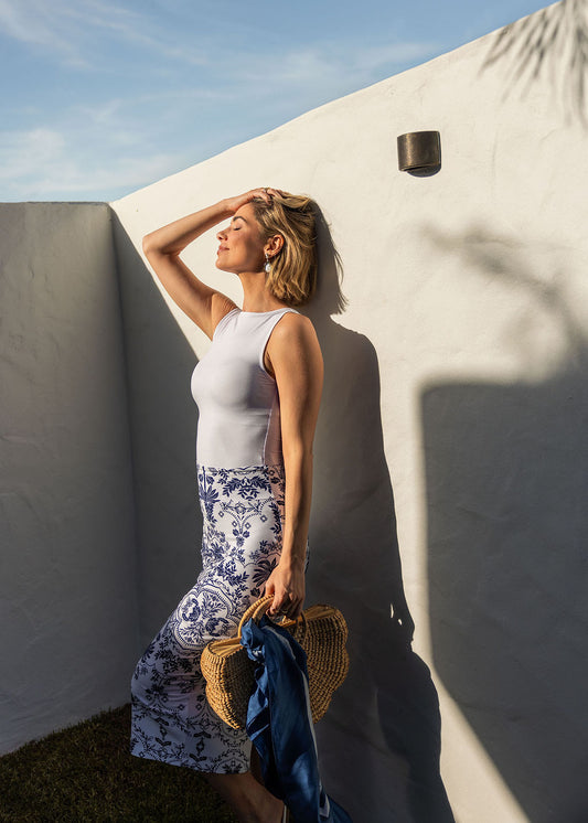 Maxi Bamboo Whitney Tube Skirt - Blue Palm