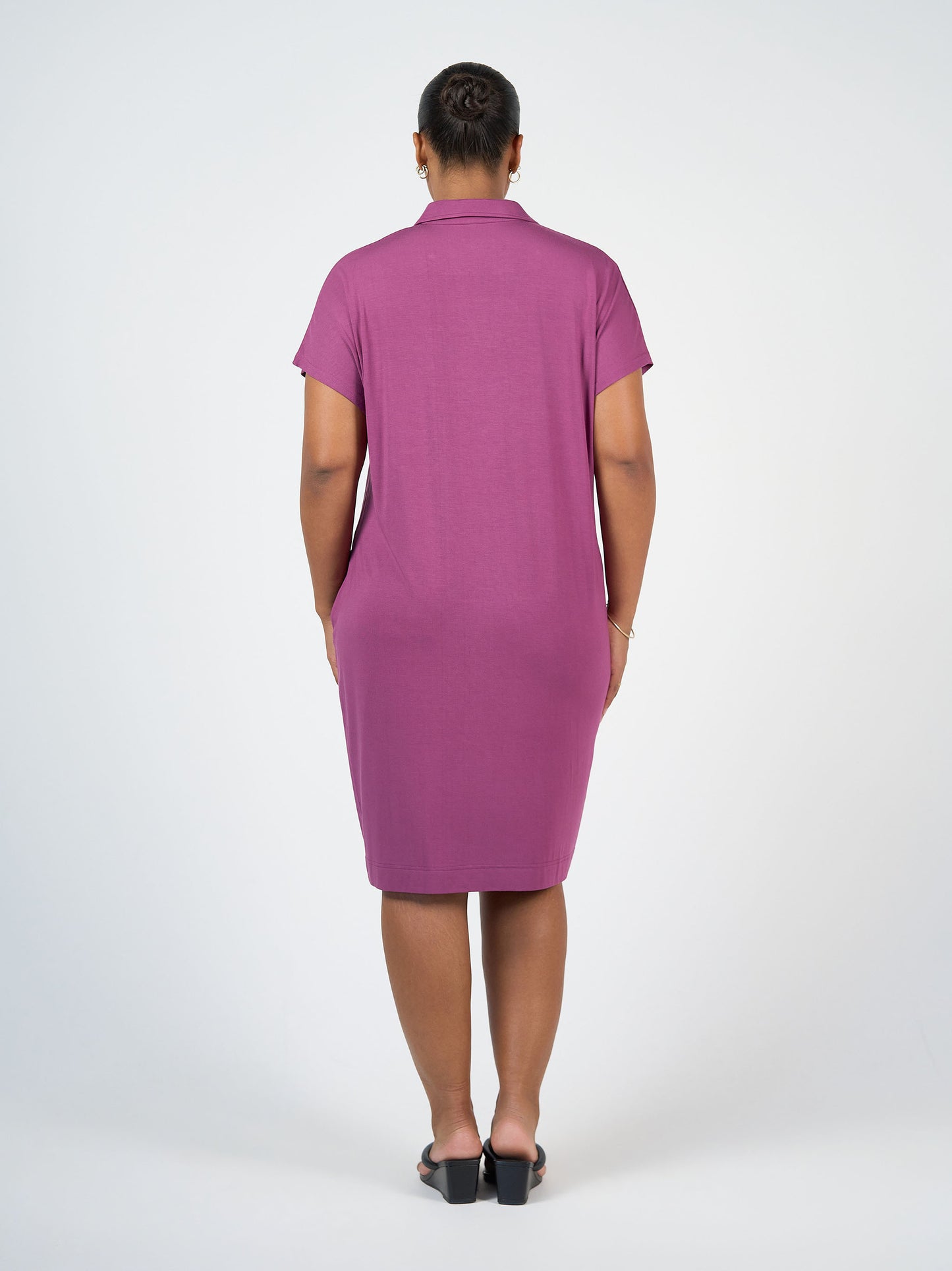 Lou Lou Australia Bamboo Purple collared knee length T - Shirt Dress