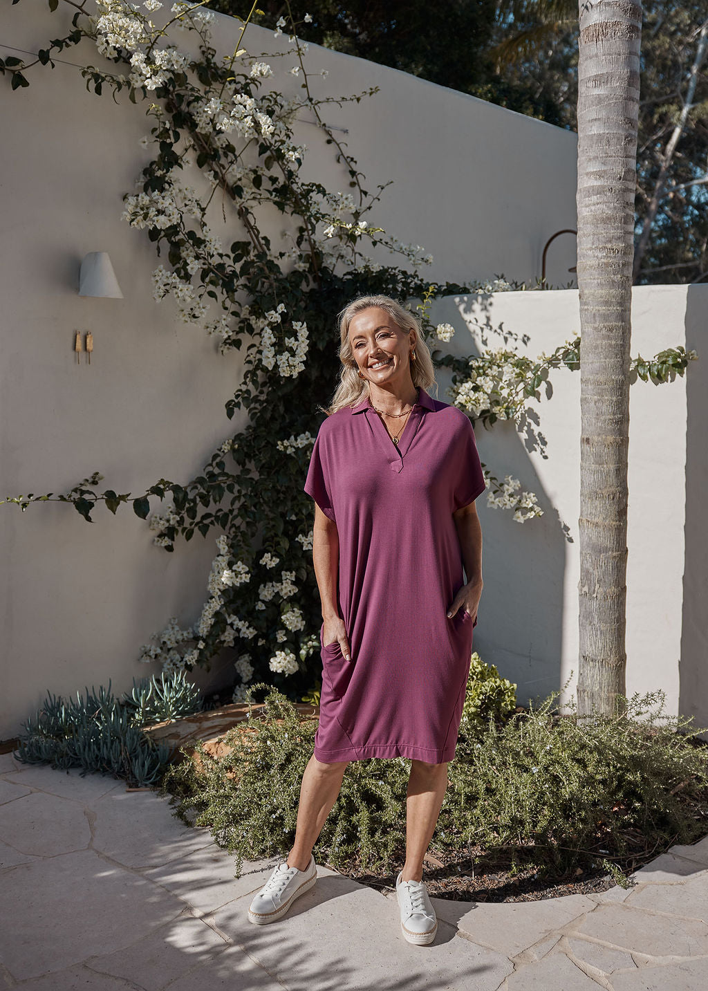 Naomi Bamboo Collared T-Shirt Dress