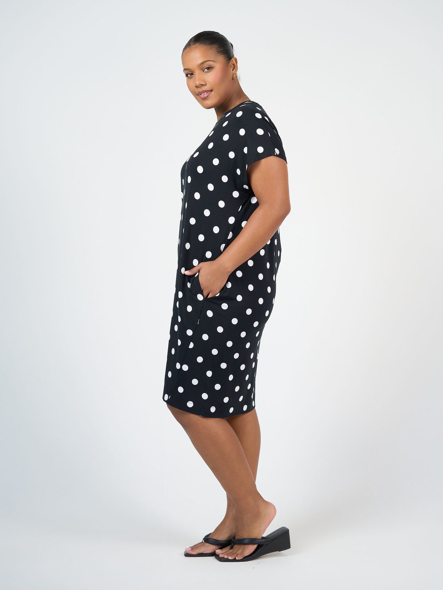 Nicks Bamboo Short Sleeve T-Shirt Dress - Polka Dot