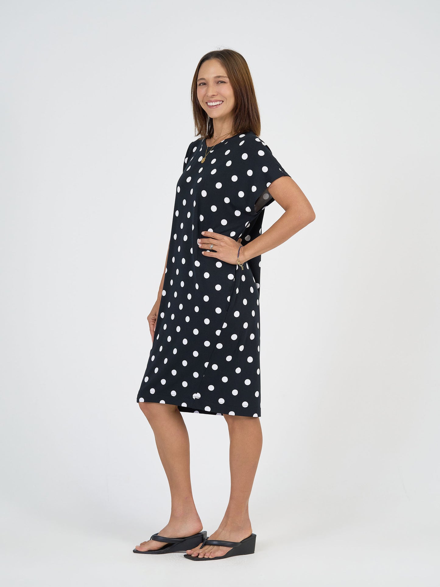 Nicks Bamboo Short Sleeve T-Shirt Dress - Polka Dot