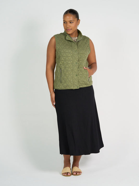 Nina Quilted Bamboo Vest - Olive
