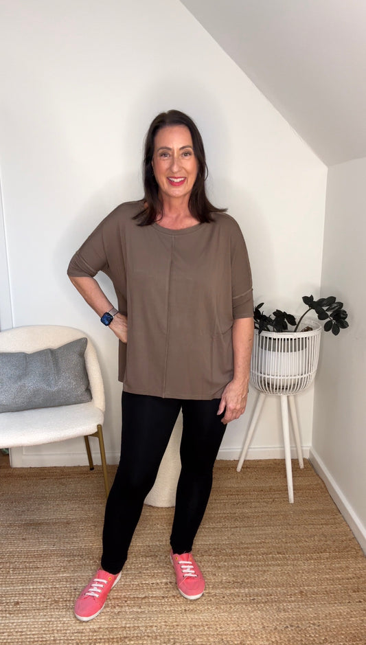 Stella Oversized Bamboo Slouch T-Shirt - Chocolate