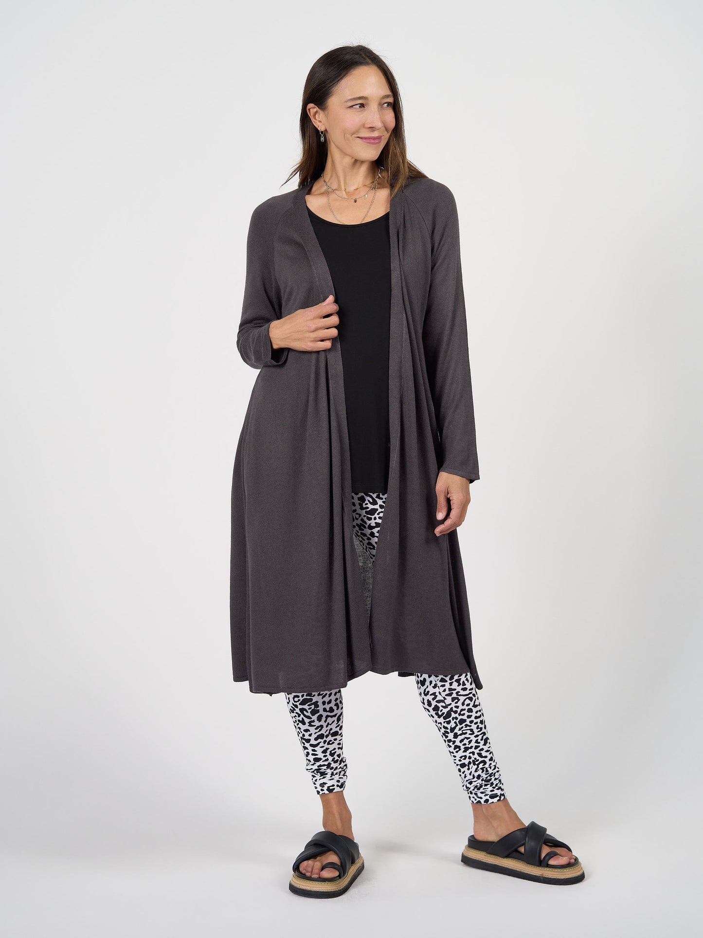 Quatro Cashmere/Bamboo Duster Jacket - Steel