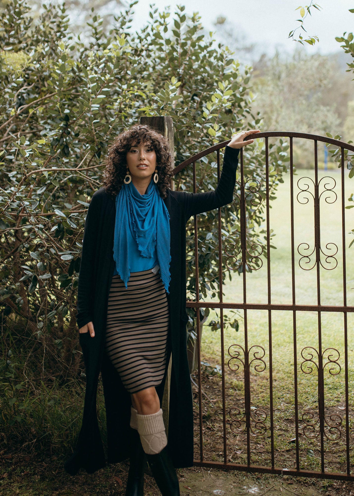 Ribbed Bamboo Long-Line Pocket Cardigan