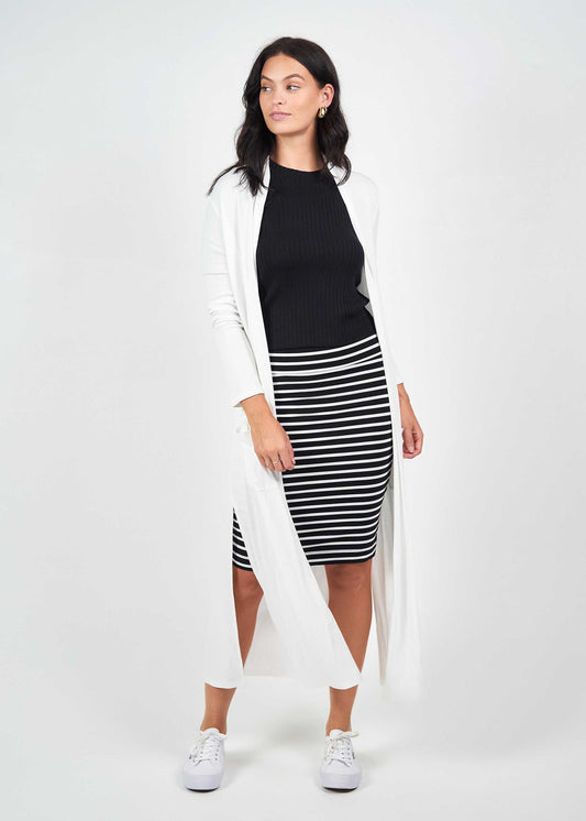 Ribbed Bamboo Long-Line Pocket Cardigan