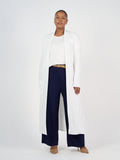 Ribbed Bamboo Long-Line Pocket Cardigan - Cream
