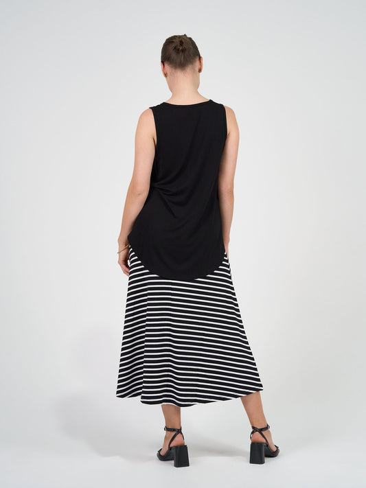 Jackson Bamboo Maxi Skirt - Black & White Stripe