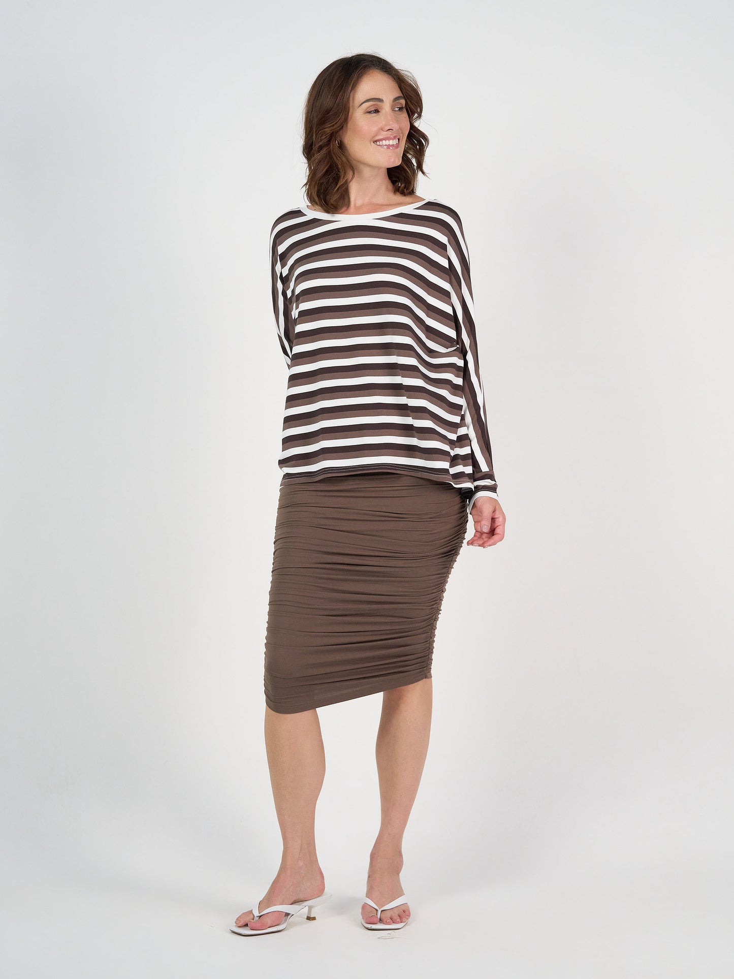 Ross Ruched Bamboo Midi Tube Skirt