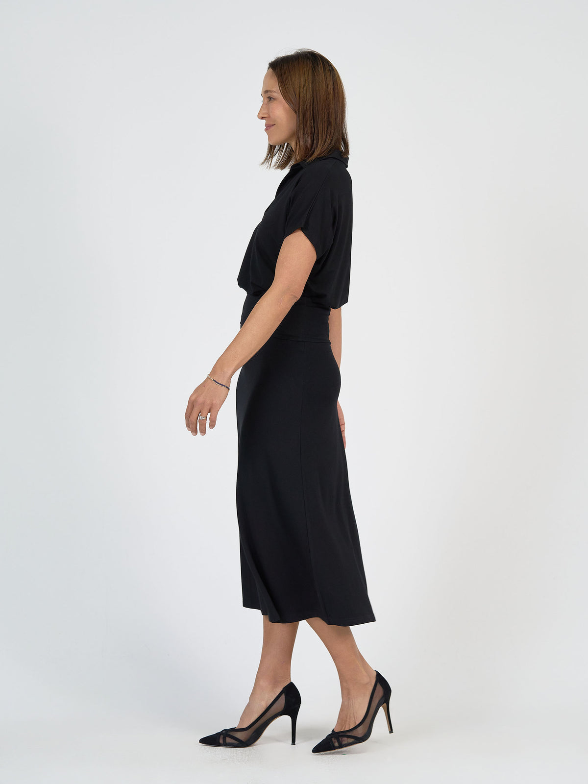 Lou Lou Australia Jackson Bamboo A-Line Maxi Skirt in black.