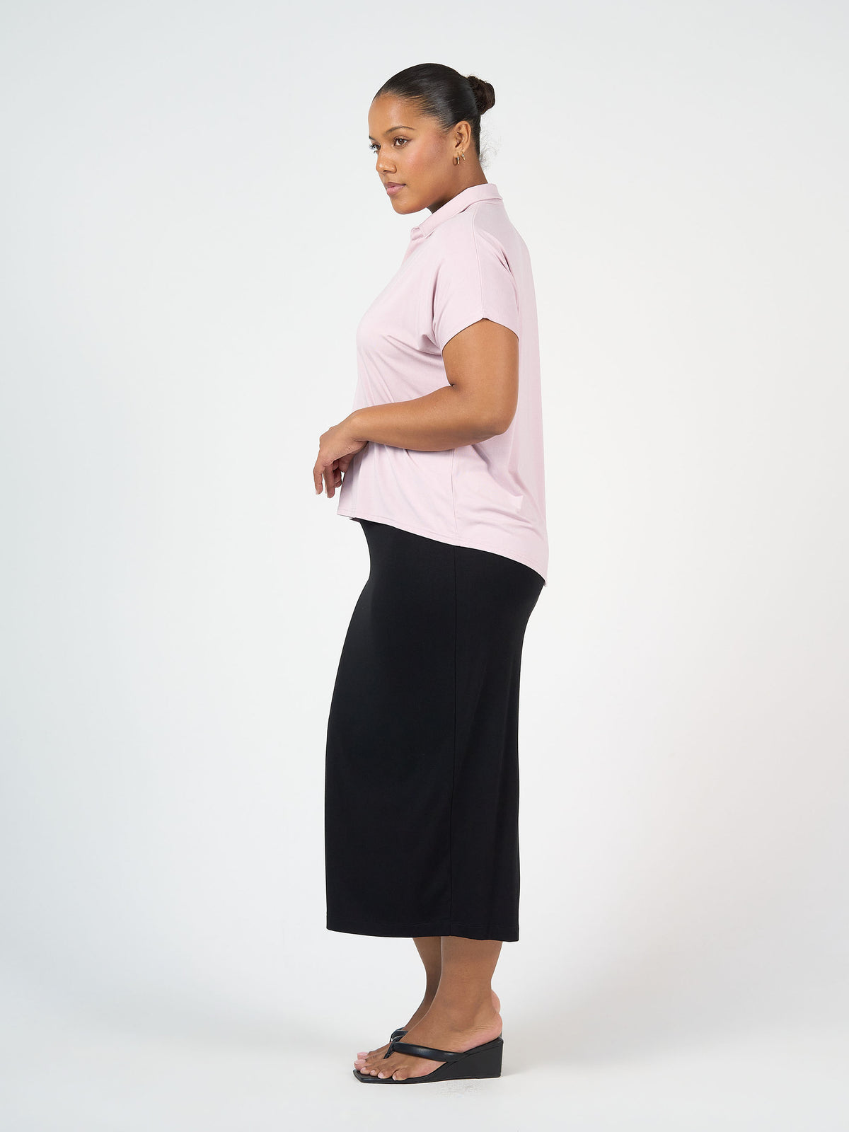 Lou Lou Australia Maxi Bamboo Whitney Tube Skirt in black, made from bamboo fabric.