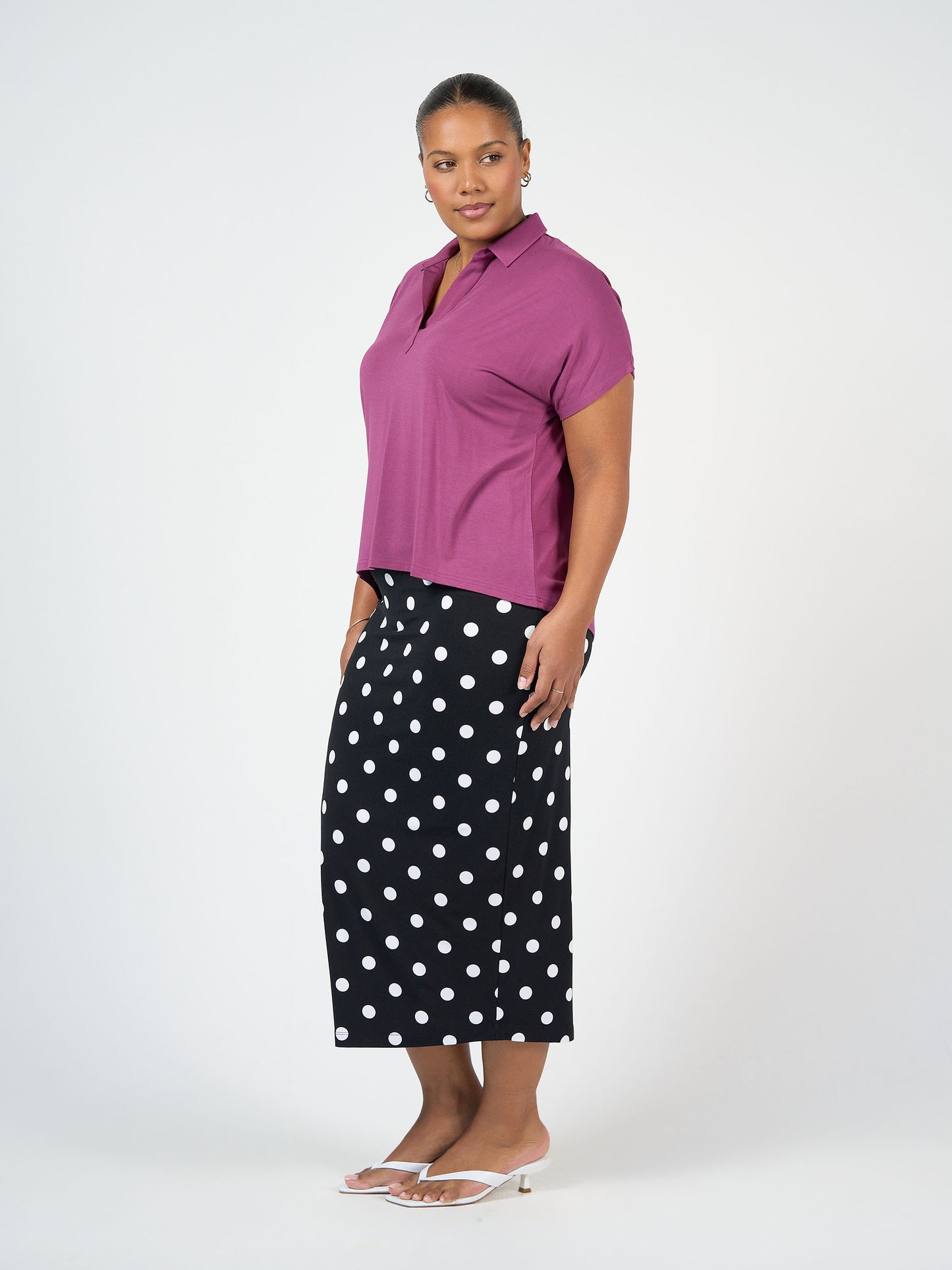Rush Bamboo Short Sleeve Collared Polo Top - Plum
