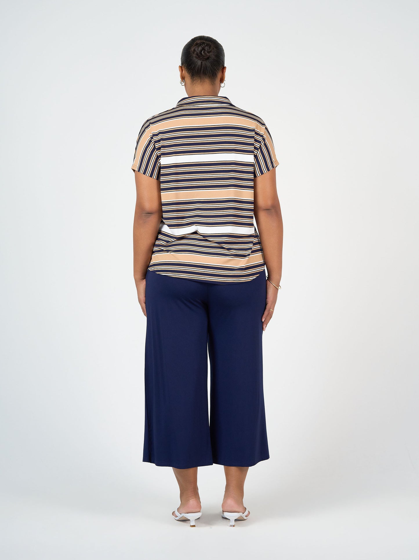Rush Bamboo Short Sleeve Collared Polo Top - Stripe
