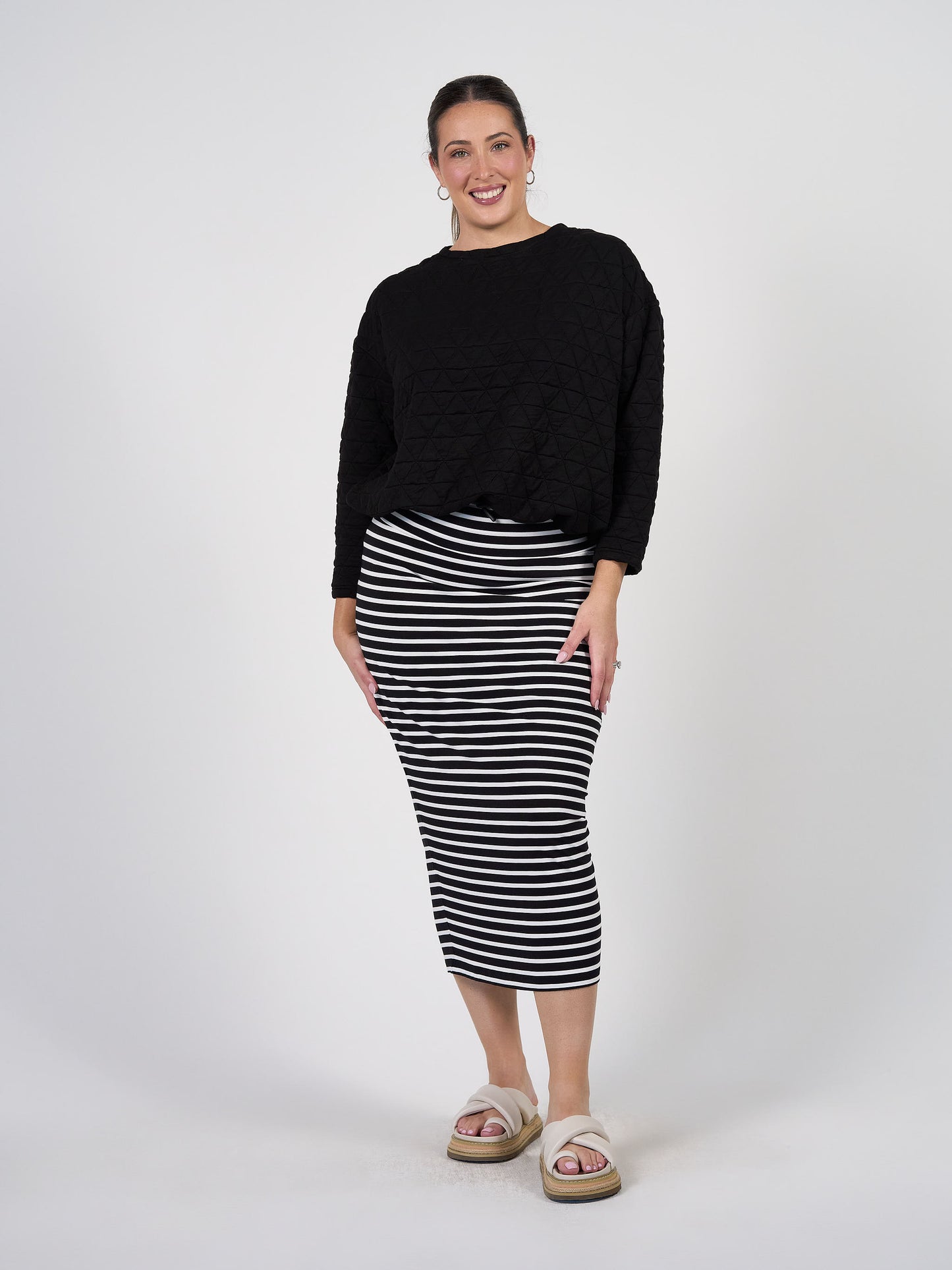Maxi Bamboo Whitney Tube Skirt - Black & White Stripe