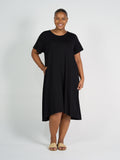 Sade Bamboo Oversized T-Shirt Midi Dress - Black