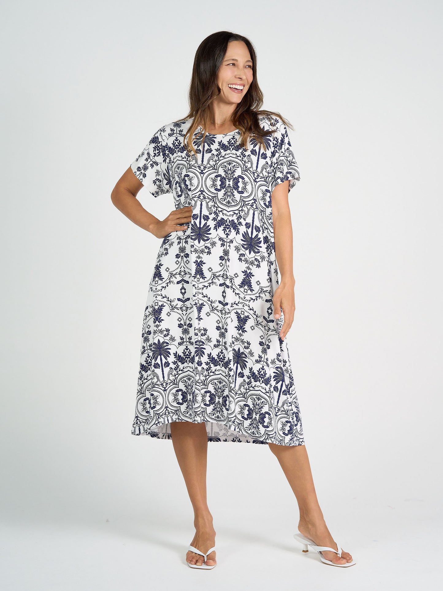 Sade Bamboo Midi Dress - Blue Palm