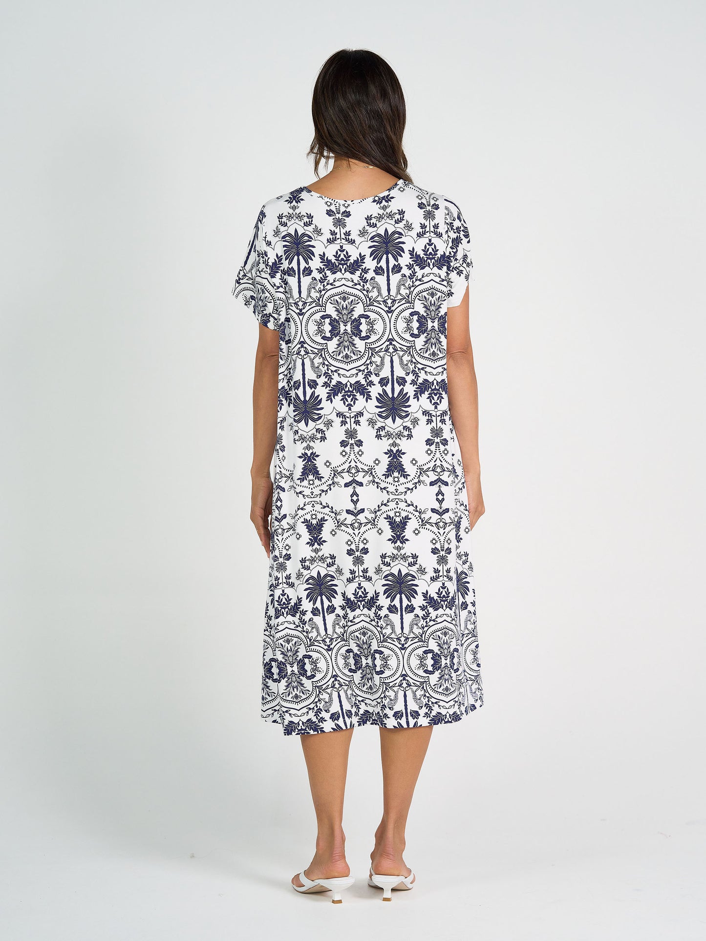 Sade Bamboo Midi Dress - Blue Palm