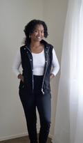Nina Quilted Bamboo Puffer Vest - Black