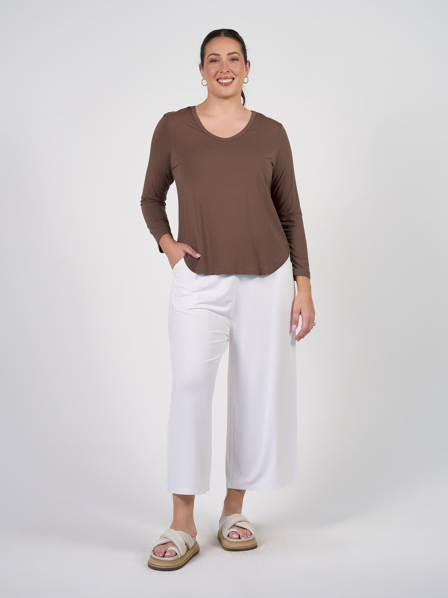 Sia V Neck Bamboo Longsleeve Top