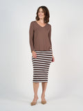 Sia V Neck Bamboo Longsleeve Top - Chocolate
