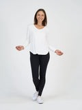 Sia V Neck Bamboo Longsleeve Top - Cream