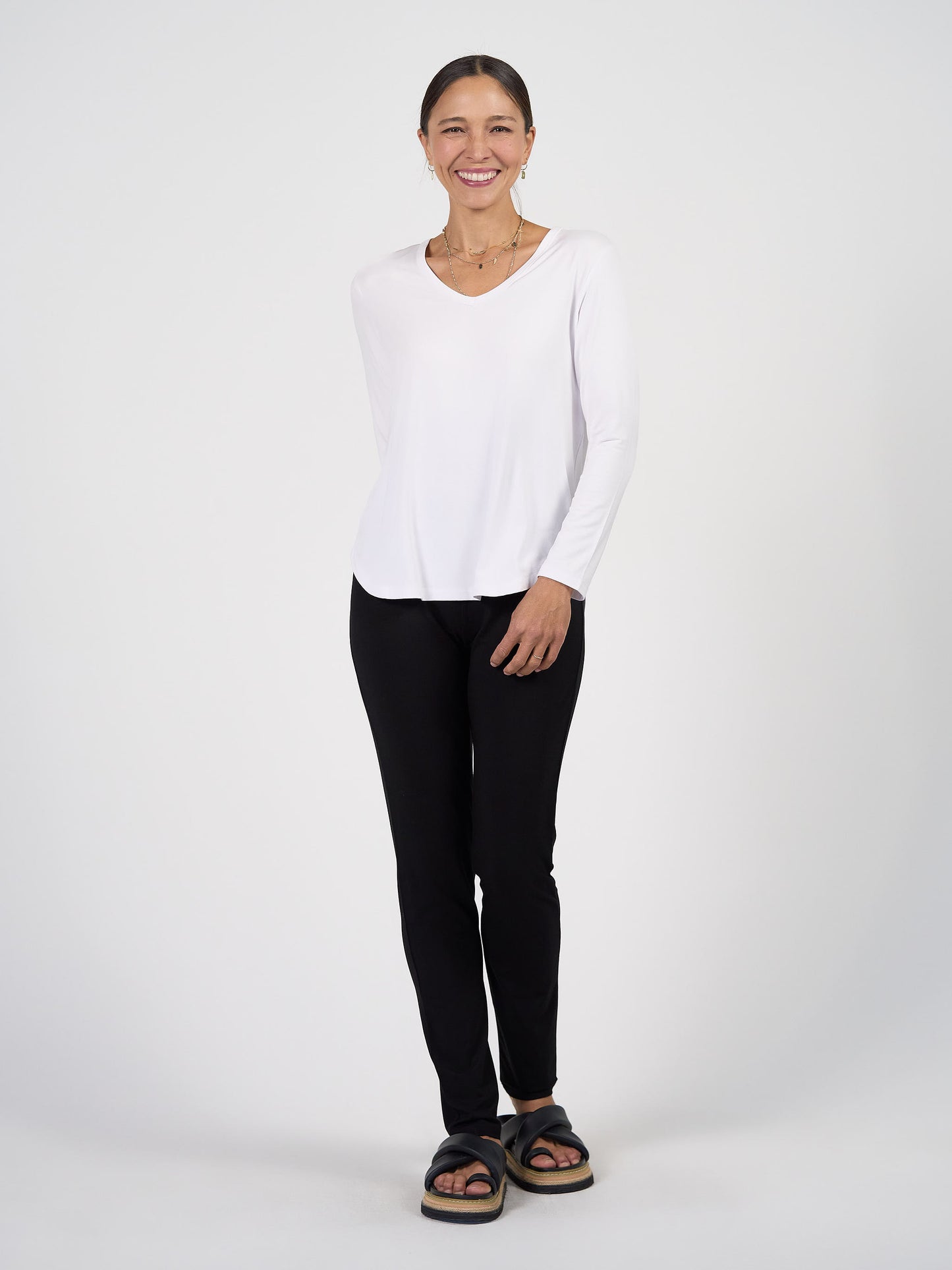 Sia V Neck Bamboo Longsleeve Top