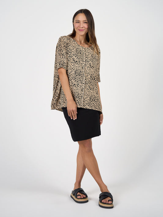 Stella Oversized Bamboo Slouch T-Shirt - Brown Leopard