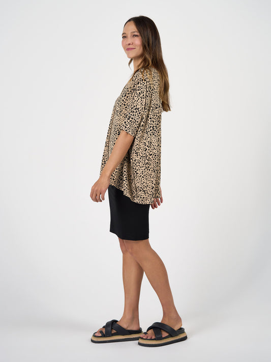 Stella Oversized Bamboo Slouch T-Shirt - Brown Leopard