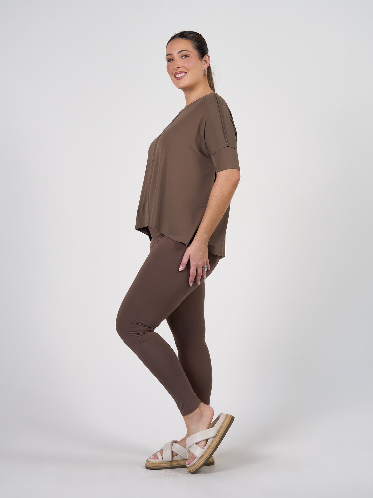 Stella Oversized Bamboo Slouch T-Shirt - Chocolate