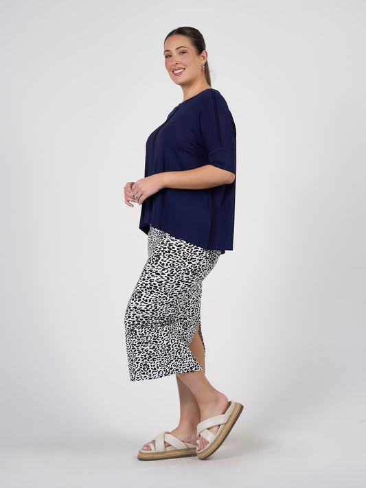 Stella Oversized Bamboo Slouch T-Shirt - Navy