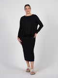 Stella Longsleeve Oversized Bamboo Slouch Top - Black
