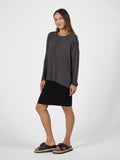 Stella Longsleeve Oversized Bamboo Slouch Top - Steel