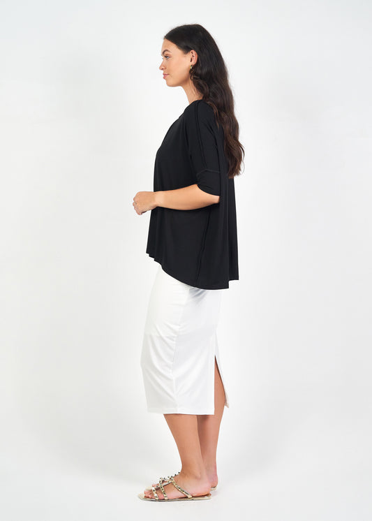 Stella Oversized Bamboo Slouch T-Shirt - Black