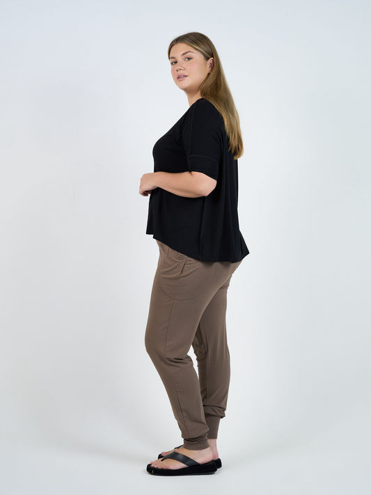 Lou Lou Australia Stella Oversized Bamboo Slouch T-Shirt in black.
