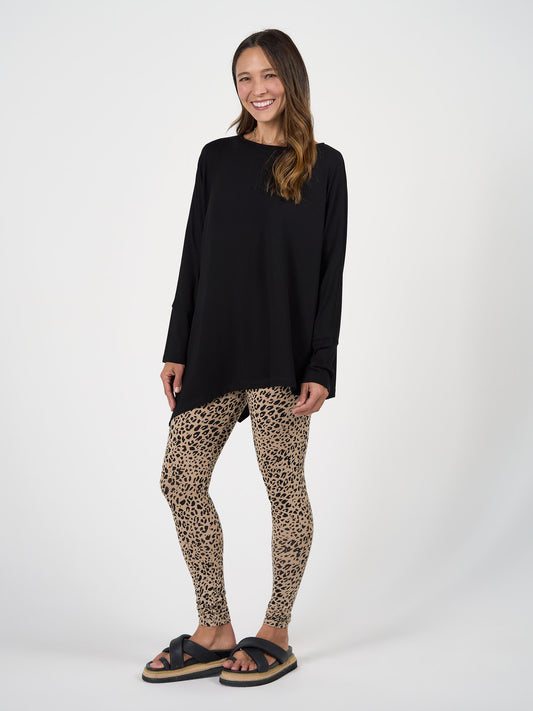 Luxe Bamboo Full-Length Legging - Brown Leopard