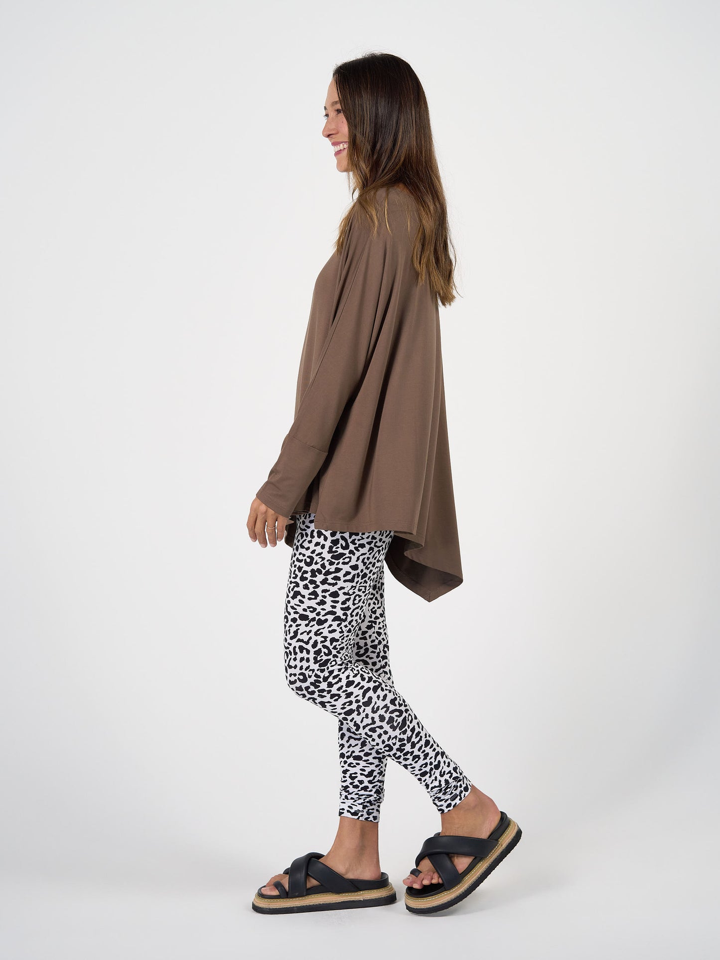 Susie Oversized Asymmetrical Bamboo Top - Chocolate