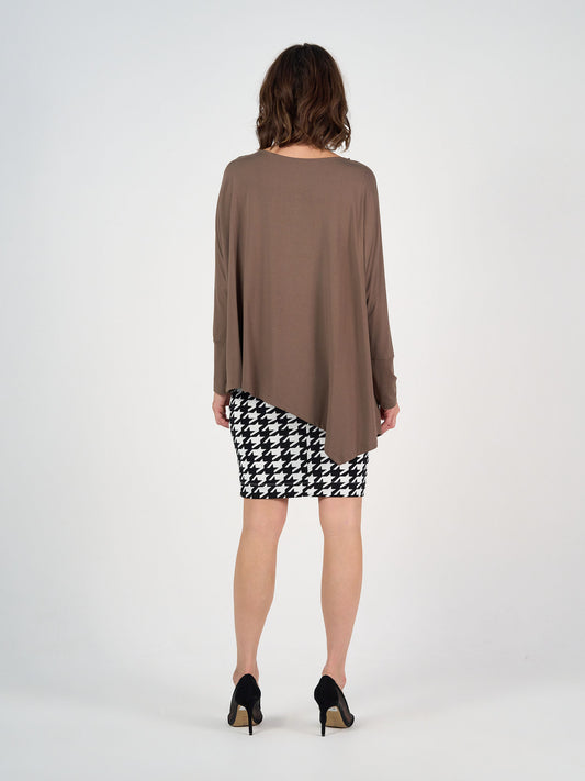 Susie Oversized Asymmetrical Bamboo Top - Chocolate