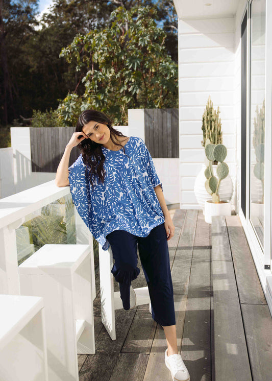 Tavera Oversized Bamboo Top - Palm Leaf