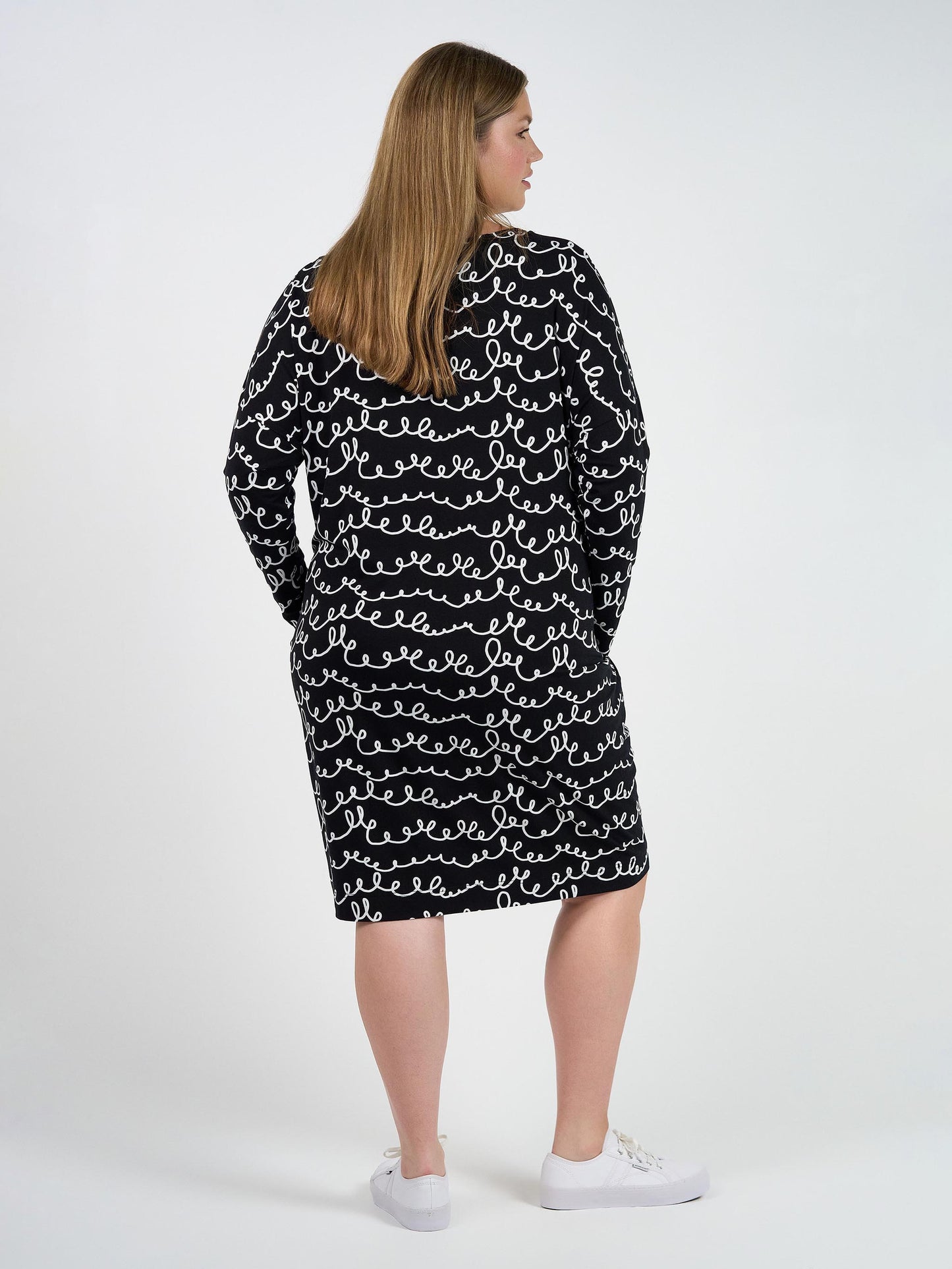 Turner Long-Sleeve Bamboo T-Shirt Dress - Squiggle