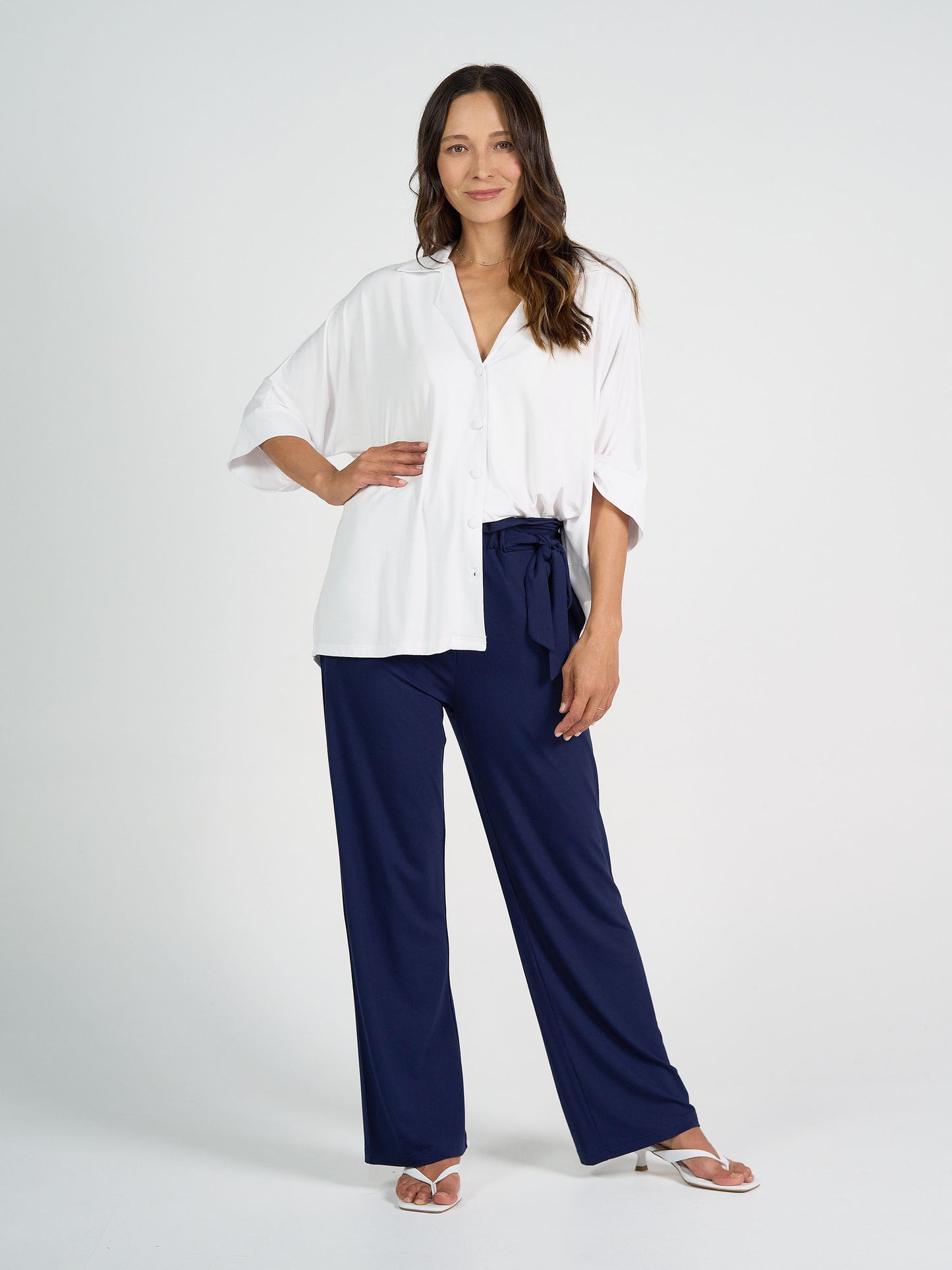 Alanis 3/4 Sleeve Collared Bamboo Shirt